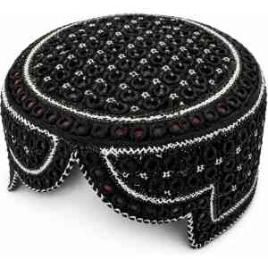 Luxury Handmade Sindhi Cap – Black & Silver Embroidered Topi