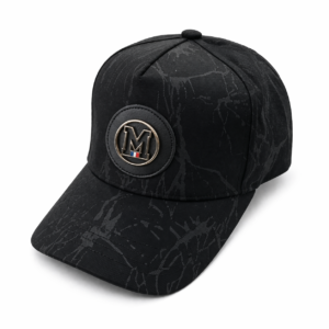 Black Marble Print M Logo Premium Baseball Cap for Men
