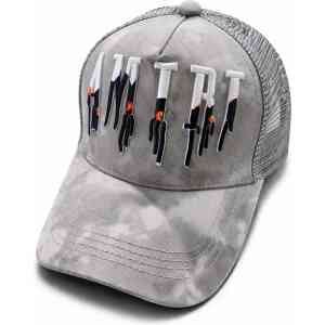 Premium AMIRI Style Embroidered Drip Trucker Cap – Smoke Grey
