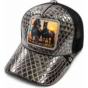 Premium Horse Patch Quilted Trucker Cap – Adjustable Fashion Cap