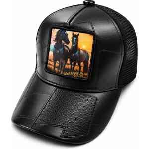 Premium Horse Patch Leather Style Trucker Cap – Adjustable Fashion Cap