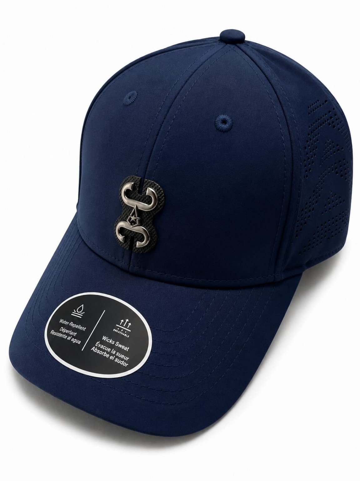 Premium Navy Blue Metal Logo Baseball Cap