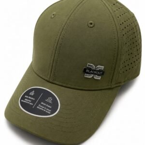 Premium Olive Green Blackout Metal Logo Baseball Cap