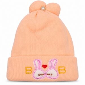 Kids Knitted Bunny Winter Cap with Pearl Detail – Warm & Cute Winter Hat