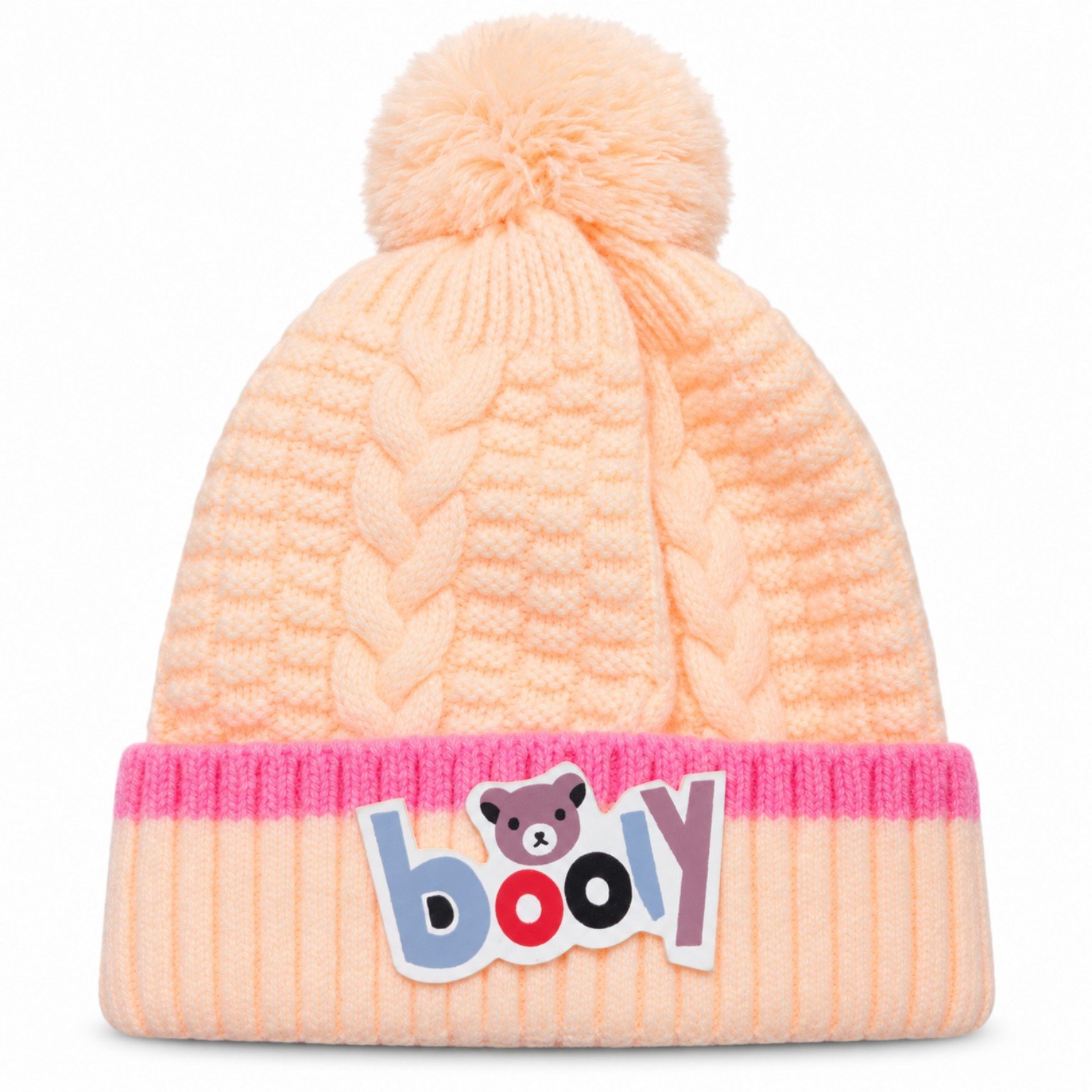Kids Braided Pom Pom Winter Beanie Cap – Cute Knitted Cap - Image 2