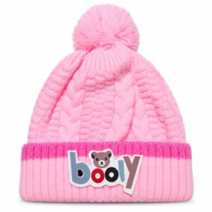 Kids Braided Pom Pom Winter Beanie Cap – Cute Knitted Cap