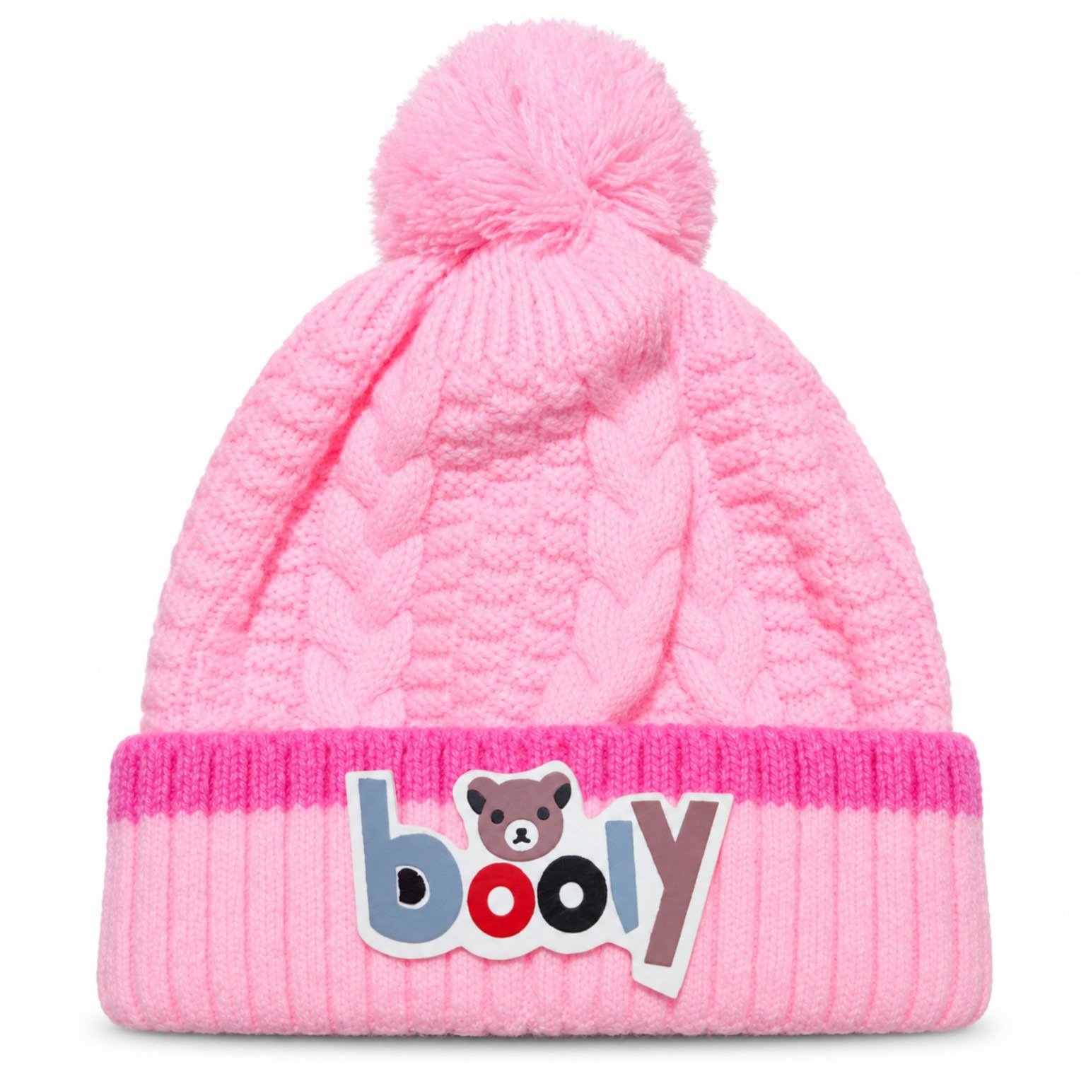 Kids Braided Pom Pom Winter Beanie Cap – Cute Knitted Cap - Image 3