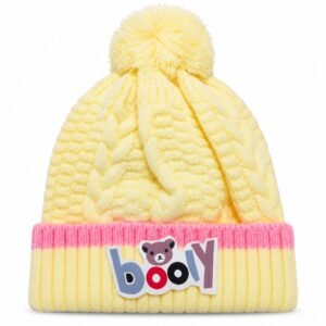 Kids Braided Pom Pom Winter Beanie Cap – Cute Knitted Cap