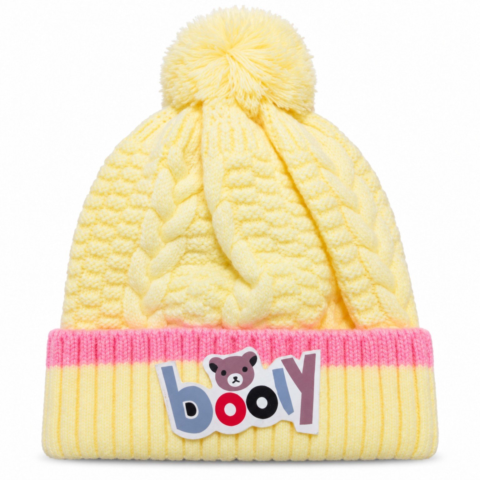Kids Braided Pom Pom Winter Beanie Cap – Cute Knitted Cap
