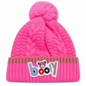 Kids Braided Pom Pom Winter Beanie Cap – Cute Knitted Cap