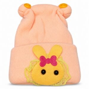 Kids Knitted Bunny Winter Cap with Cute Ears & Bow Design – Warm Winter Hat
